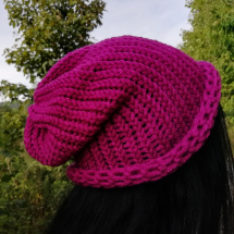 Pletená čepice 2v1 ( purpurová) 