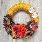 Věnec podzimní žlutooranžový se sovami
