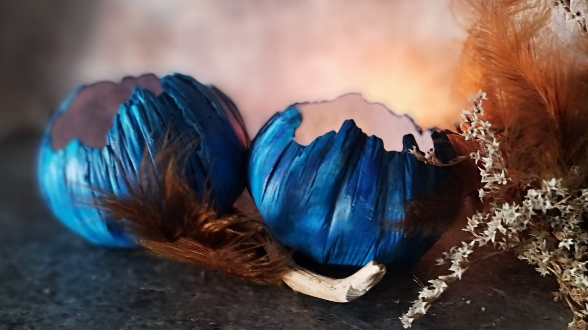 Betonové skořepiny-svícen "Královská modř+tyrkys"