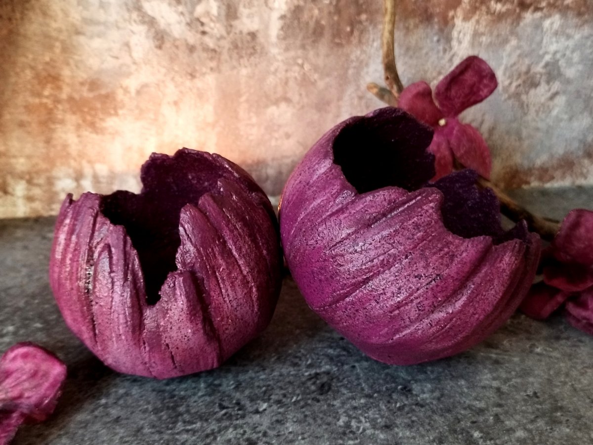 Betonové skořepiny-svícny " Vínová+starorůž."