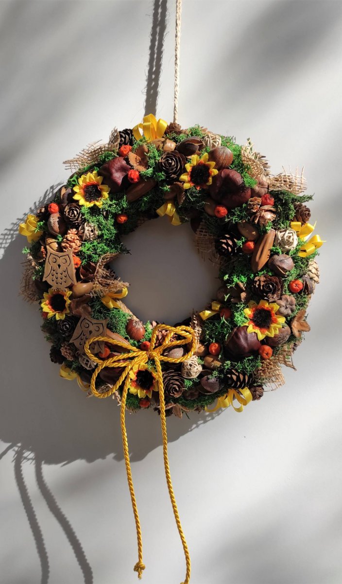 Věnec podzimní se slunečnicemi