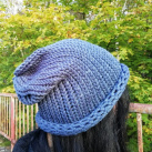 Pletená čepice 2v1 ( jeans - kouřově modrá)