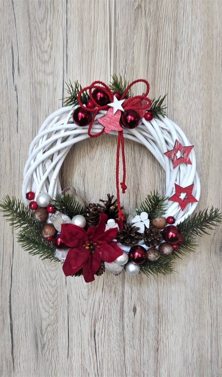 Věnec vánoční do červenobílé