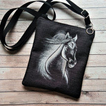  džínová crossbody+zápisník zdarma -stříbrný kun
