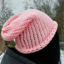 Pletená čepice 2v1 ( světle růžová) 