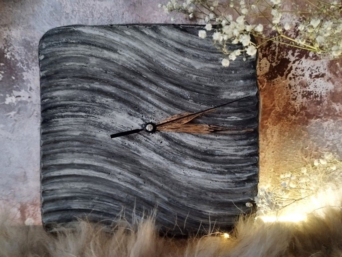 Betonové hodiny "Rusti+vlnka"