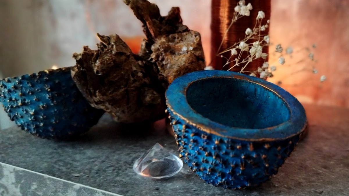 Betonové svícny " Struktura+bronz+ftalocyanin " 