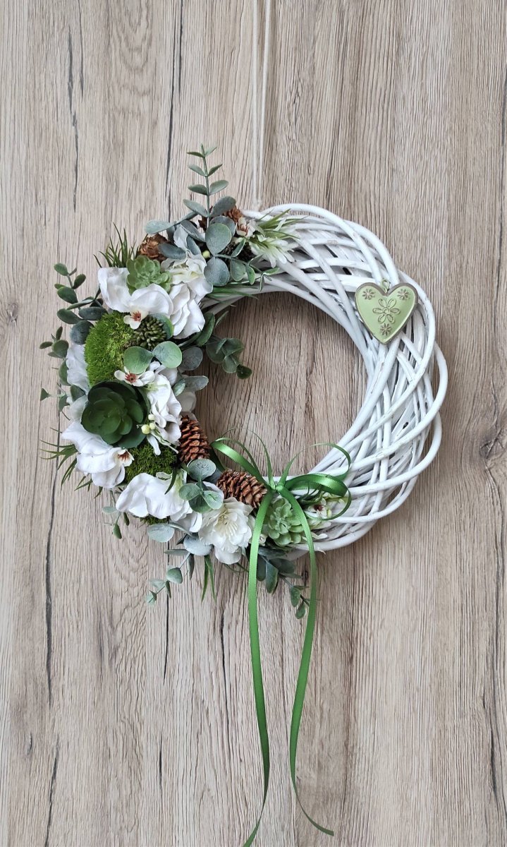 Věnec bílozelený se srdíčkem