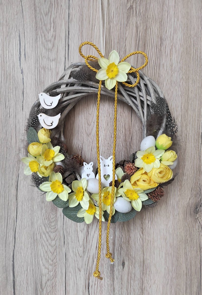 Věnec velikonoční do žlutobílé