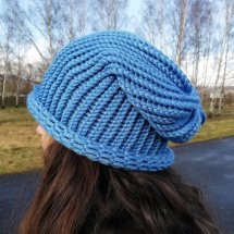 Pletená čepice 2v1 ( modrá) 