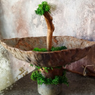 Betonový etažér s mechem " Bronz+hnědá+zelená"