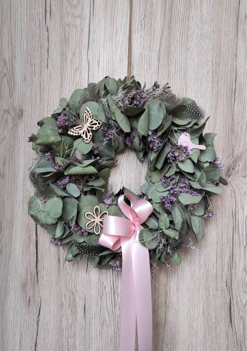 Eukalyptový věnec do růžové