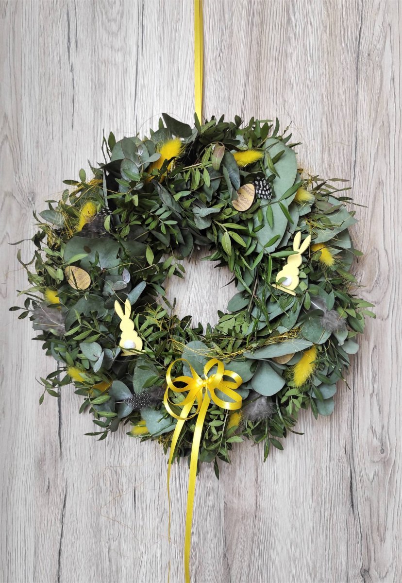 Jarní eukalyptový věnec do žluté