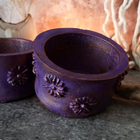 Beton-svícen-otisk "Old&purple&bronze"