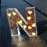 Letter "N" Transparent Glitter Bronze