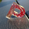 Letter "P" Red Glitter Feather