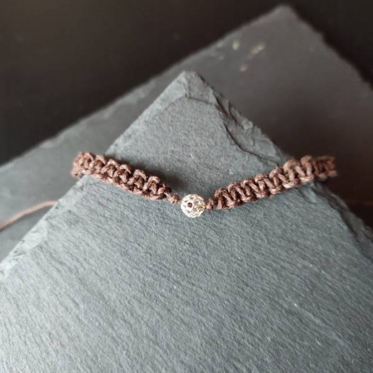 Náramek, macrame, stříbrný filigrán