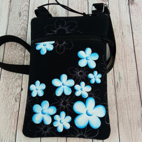 malá crossbody s kapsou- KYTIČKY MODRÉ