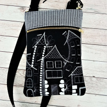 malá crossbody s kapsou- DOMEČKY