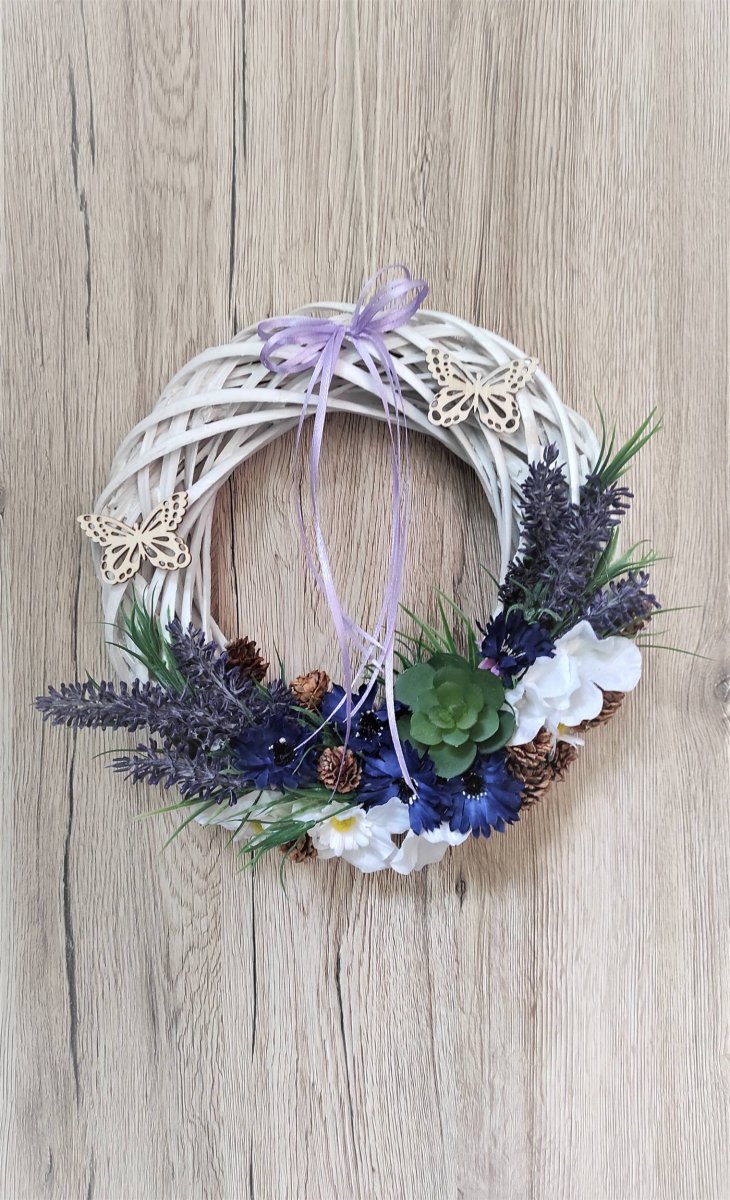 Věnec levandulový s motýlky