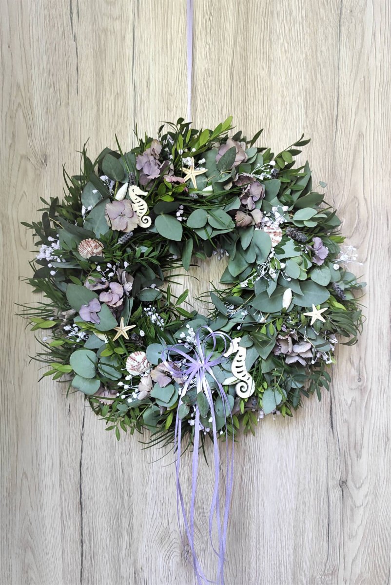 Přírodní eukalypt. věnec - lila 