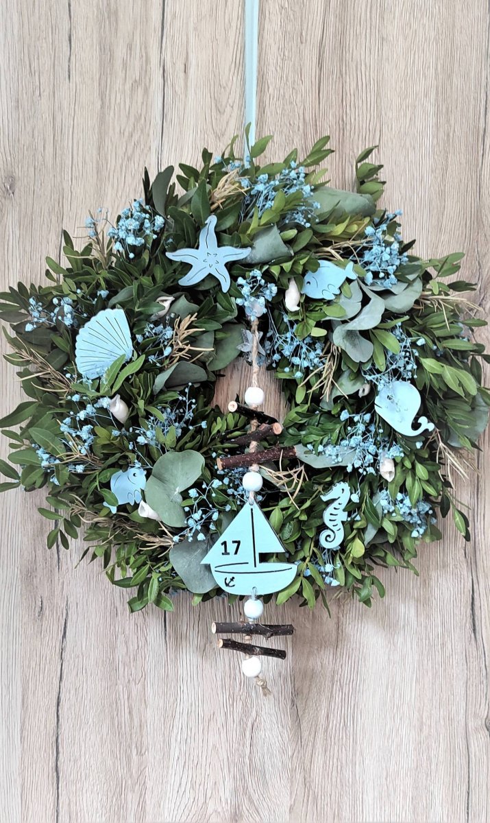 Přírodní eukalypt. věnec mořský - tyrkysový