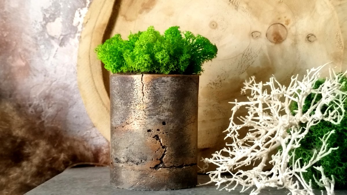 Betonový stojánek s mechem "Antracit+bronz"