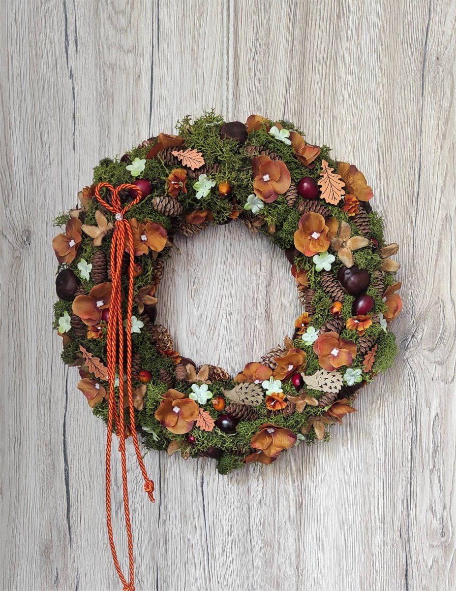 Luxusní podzimní věnec do oranžovozelené