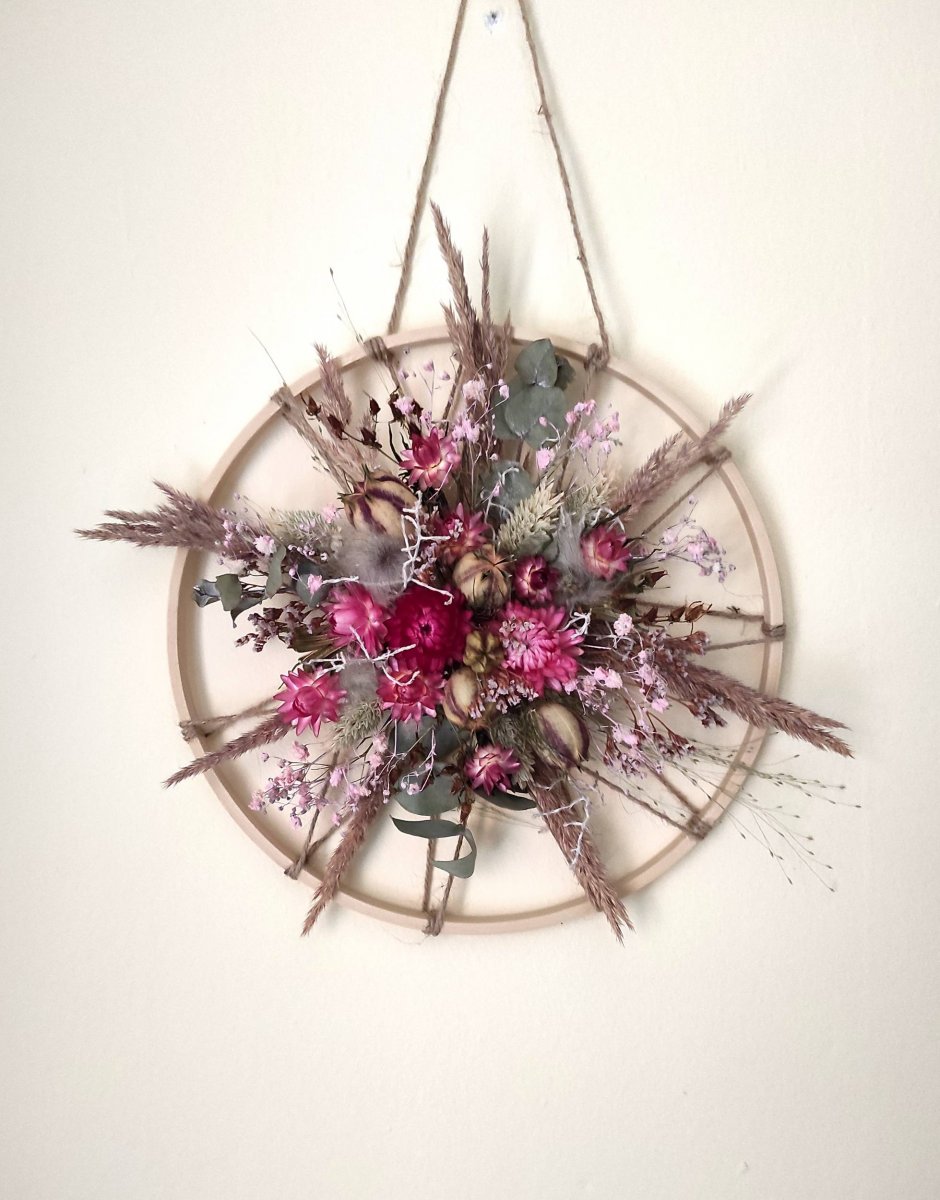 Věnec přírodní  do růžové