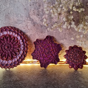 Betonové magnetky " Mandala-purpur-ohnivá "