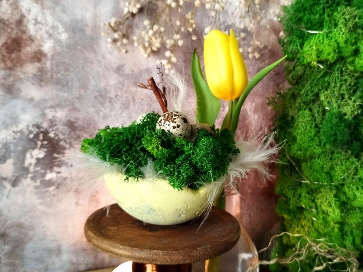 Jarní dekorace-miska " Pastel+mech "