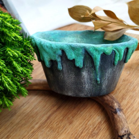 Beton-svícen-kónický "Patina+mentol"