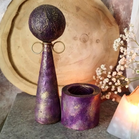 Anděl-svícen sada " Purple & gold "