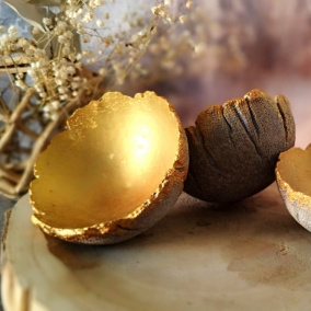 Beton-mistička-skořepinka " Struktura+zlatá "