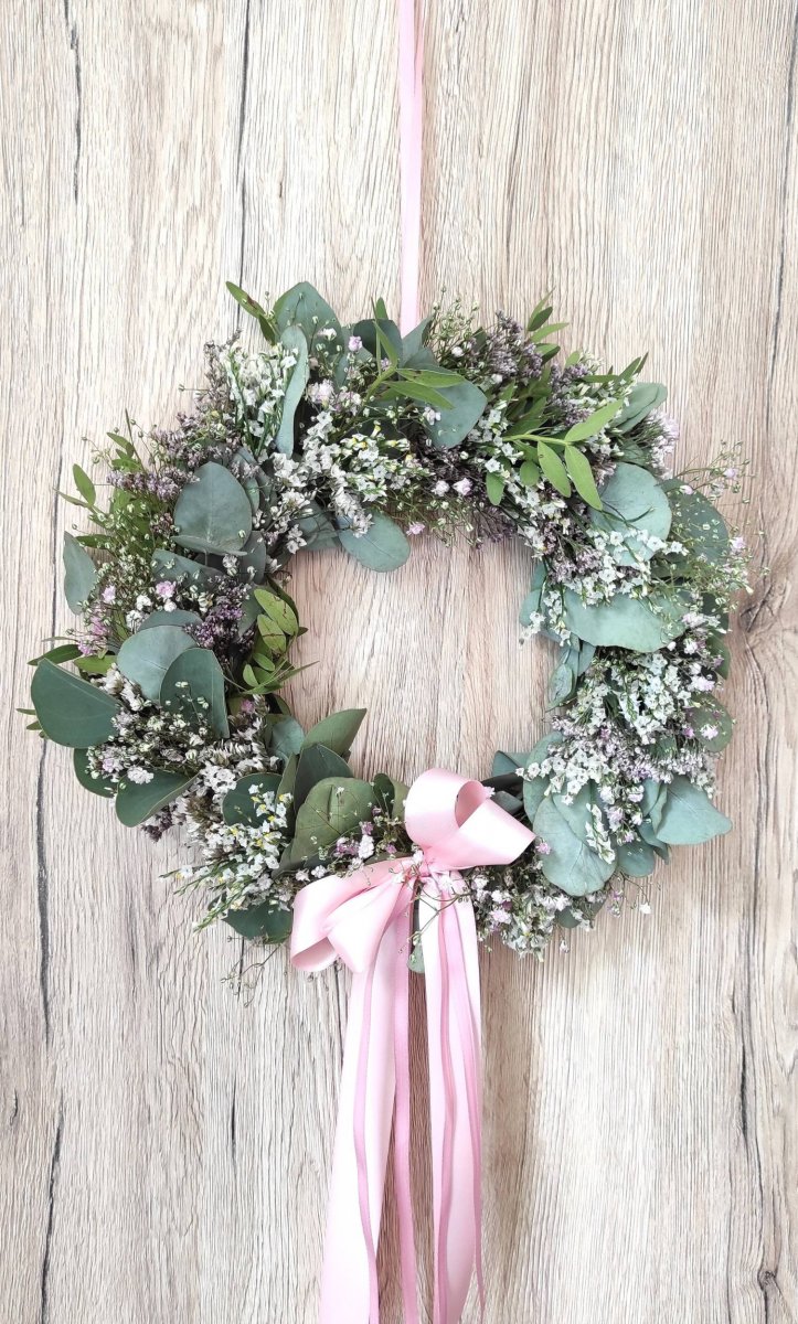 Eukalyptový věnec do růžové