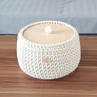 Háčkovaný košík velký s poklopem ecru