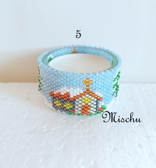 Korálkový kabátek na čajovou svíčku 5