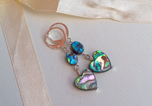 Abalone paua perleť s říčními perlami náušnice na chirurgické oceli