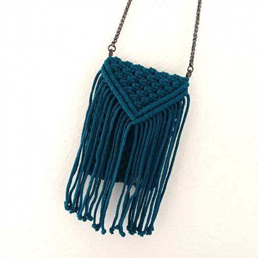Macrame kabelka na mobil mořská zeleň