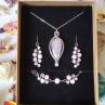 Elegantní sada šperků z nerezové oceli s Růženínem a Jadeitem