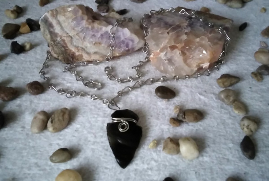 Pánský náhrdelník / amulet s Obsidiánem - elegantní šperk pro muže