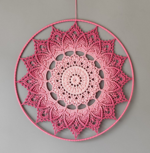 Mandala Růžová hvězda - průměr 45 cm