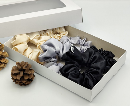 Dárková sada šedá - 6 scrunchies