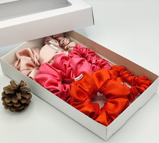 Dárková sada pink - 6 scrunchies