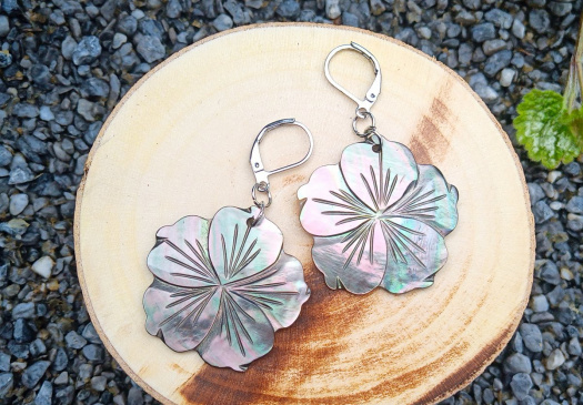 Abalone paua perleť květinky náušnice na chirurgické oceli