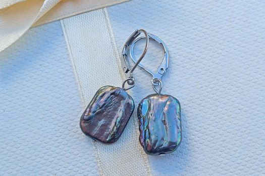 Keshi mořské perly 18x12 mm perlové náušnice na chirurgické oceli