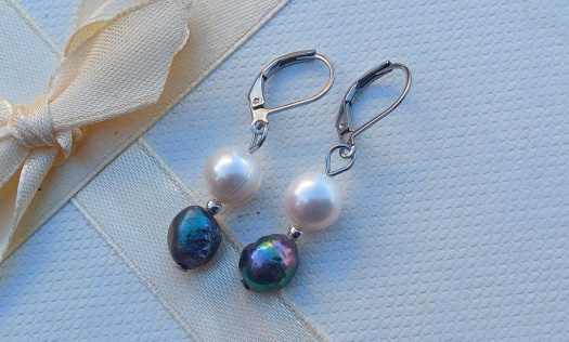 Říční velké perly náušnice na chirurgické oceli