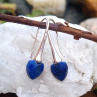 Lapis Lazuli broušená srdíčka postříbřené náušnice