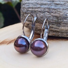 Tmavé mořské perly náušnice na chirurgické oceli