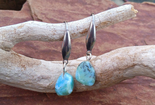 Larimar kámen delfínů náušnice na chirurgické oceli